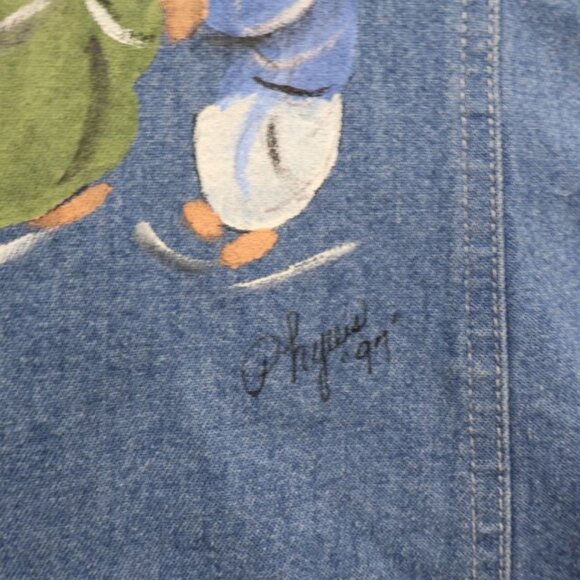 Vintage Hand-Painted Denim Vest Womens 3X Blue Southwest Folk Art Dancing - Picture 5 of 9